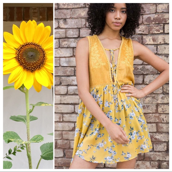 POL Tops - Boho 70's Suede & Flowers Baby Doll Layering Tunic